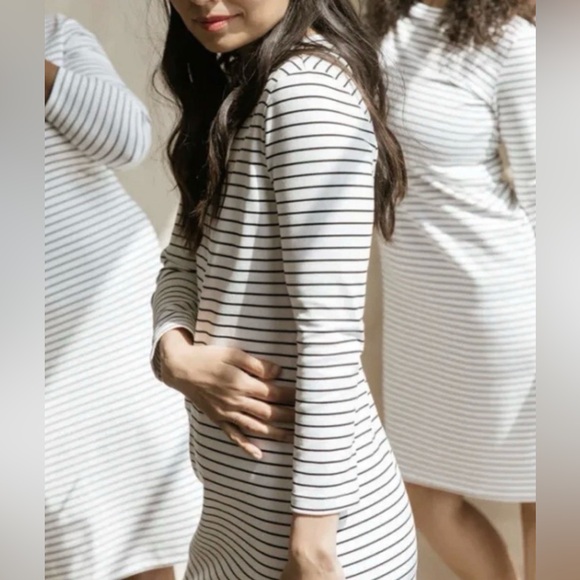 NEW Sonnet James Reese Play Dress XS  White with Black Stripes . HTF - Picture 2 of 3